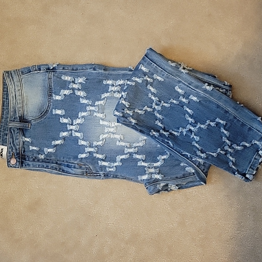 Fashion Nova Blue Distressed Skinny Jeans